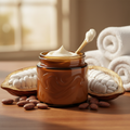 Cocoa butter with cream-colored product