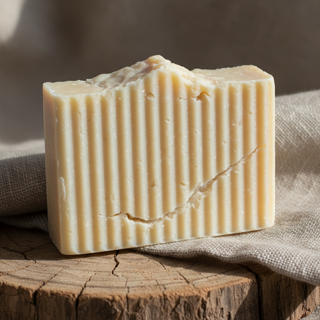 Tallow soap with visible grooves